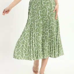 Women Abstract A-line Light Green Skirt-picture-6