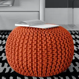 riance creations Romania Knitted Pouffe in Orange Colour-picture-3