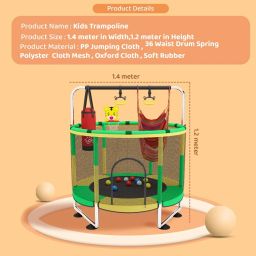 staranddaisy 4 in 1 Trampoline with Safety Net, Pull Up Handle, Boxing Bag & Swing for Kids image 3
