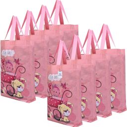 Reusable Girl-Print Shopping Bag With Handle|Pack of 8|Peach Pack of 8 Grocery Bags-image-11