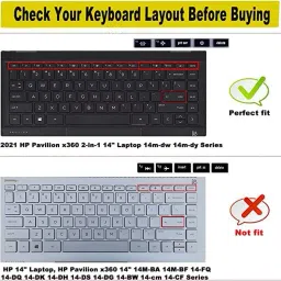 Saco Silicone Keyboard Skin Cover Compatible for Hp Pavilion Laptop 14-Dv1001Tu - launch year 2021 Keyboard Skin image 2