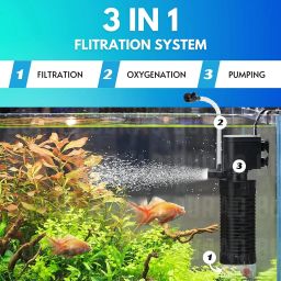 buraq Aquarium Filter Pump 3 in 1 High Power Oxygen Filteration System Power Aquarium Filter image 5