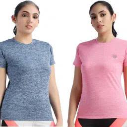 Pack of 2 Women Solid Round Neck Polyester Multicolor T-Shirt-image-81