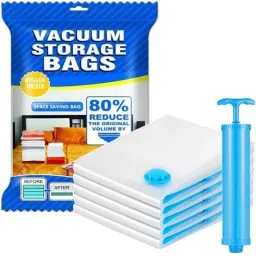 Space Saver Reusable Vacuum Storage Ziplock Compression Sealer Bags (Pack of 5) Travel Storage Vacuum Bags-image-55