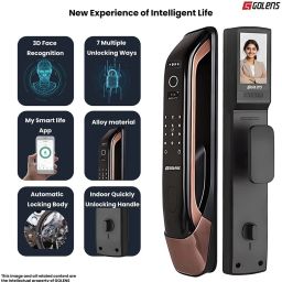 GOLENS X28 Smart Door Lock – 7-in-1 Unlock, 3D Face ID, Camera, Wi-Fi Smart Door Lock image 3