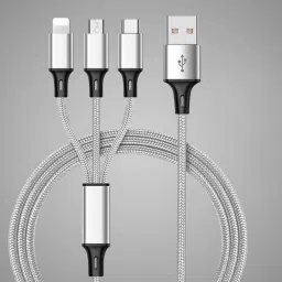 BUFONA 3 in 1 Nylon Braided Fast Charging Cable Compatible with Android and iOS Devices Charging Pad image 3