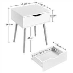 FURNIFOX Bedroom Night Stand Table for Small Spaces Magazine Stand with Storage Engineered Wood with Drawer Storage, Easy Assembly (Grey) image 2