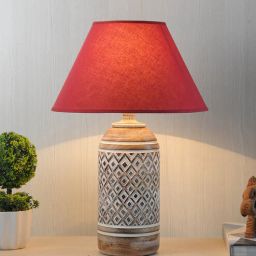 kapoor lampshades Elvis Maroon Shade Table Lamp With Cotton Base-picture-0