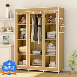 3 Door 10 Shelf PP Collapsible Wardrobe-15