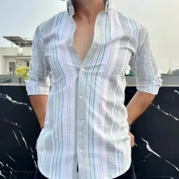 Men Regular Fit Striped Spread Collar Casual Shirt-image-23
