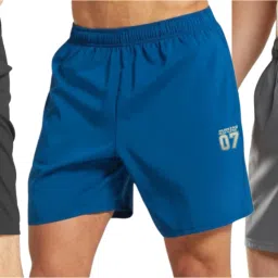 Pack of 3 Solid Men Black, Dark Grey, Blue Sports Shorts-10