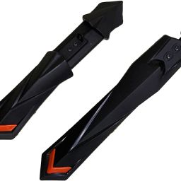 Bicycle Front & Rear Mudguard with long Patti Fitting Color- Black Orange Full Length Front & Rear Fender-55