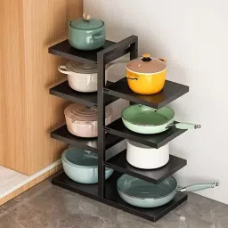 Chakla/Belan Kitchen Rack 8 Tier Heavy duty Pot and Pan Organizer for Cabinet, 21 Inch Iron-image-60