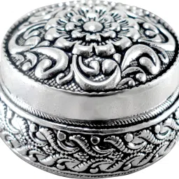 Pure Silver sindoor Box/dani with antique work for Women, kumkum Box Decorative Showpiece-3 cm-image-34