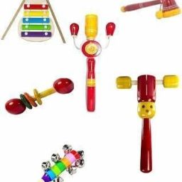 Wooden Hand Crafted Toys Rattle Set for Kids, Babies, Return Gifts for kids - Pack of 6 Rattle (Multicolor) Rattle-image-1