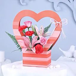 Scented Love Roses N Carnations Heart Box-image-6