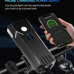dark horse Bicycle 4000 mAh 2*T6 5 Mode 600 LM 120 DB,Horn/ Switch wire,Battery Indicator LED Front Light image 5
