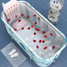 Bath Tub for Home Hot Water & Ice Bath Extra Large Portable Foldable Bathtub with Metal Frame for Adult, Family SPA Tub Free-standing Bathtub-image-36