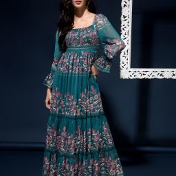 Women Fit and Flare Green Midi/Calf Length Dress-image-19