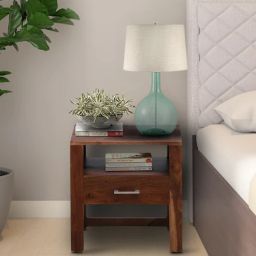 woodsworth from pepperfry Avian Z Sheesham Wood Bedside Table In Scratch Resistant Rustic Teak Finish With Drawer-picture-49
