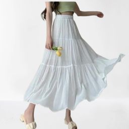 Women Solid Regular White With Attached Dupatta Skirt-image-13