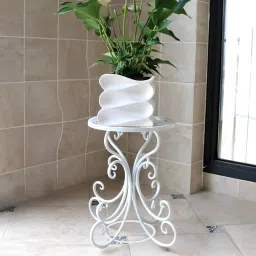 White Stand Pot Holder/Racks Shelves Healthy For Pot And Plants White Stand Plant Container Set-image-89