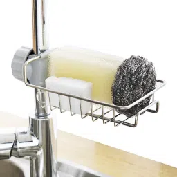 Utensil Kitchen Rack Sink Drain Rack Sponge Storage Faucet Holder Soap Drainer Shelf Basket Organizer Steel-picture-23