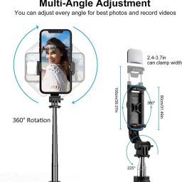 THINK N STAY Selfie Stick with Tripod Stand, 3 in 1 Multifunctional design, Rechargable LED Light with Two Brighness Levels for Make up, Selfie, Vlogging & Photo Shoot, Selfie stick with Bluetooth Remote Bluetooth Selfie Stick image 3