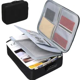 Polyster Multilayer Travel File Document Organiser Storage Bag With Lock-0