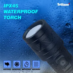 trillsun Metal LED Light Long Range 1000 Meter High Power Zoomable Type -C Torch 4 hrs Flood Lamp Emergency Light image 3