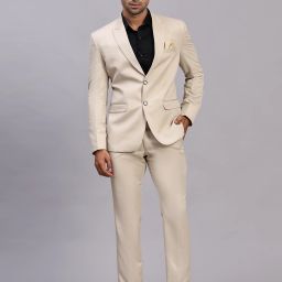 Men Single Breasted Solid Suit-image-43