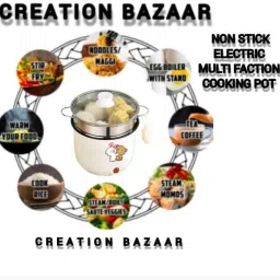creation bazaar Non-Stick Multiperpse Rice Cooker Portable Multi-Function Cooking Hot Rice Cooker, Travel Cooker, Egg Cooker, Egg Boiler image 2