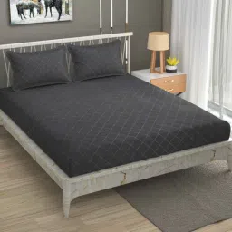 bromwick Grey Traditional 300 TC Microfiber King Sized Double Bedsheet with 2 Pillow Covers-picture-10