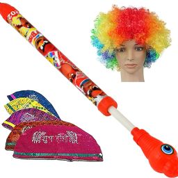 (1 Pichkari+10 Holi Cap+ 1 Malinga Wig)for Kids Holi Festival & Summer Party Fun Water Gun-image-61