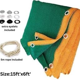 Green Shade Net(15ftx6ft), 75% Sunlight Block Multipurpose For Gardening/Balcony Portable Green House-11