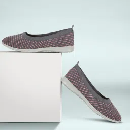 Women's Athleisure Knitted Active Wear Dark Grey Slip-On Shoes for Daily Walking, 5 UK Bellies For Women-image-4
