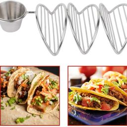 Premium Stainless Steel - Taco Holder Stand With Dip Bowl – Stylish And Durable Spoon Serving Set-image-14