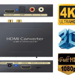 VOOCME 4K HDMI Audio Extractor HDMI to HDMI + Optical TOSLINK SPDIF + Analog RCA L/R 0 inch Blu-ray Player image 3
