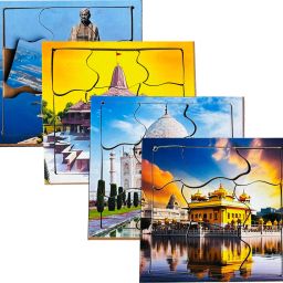 Wonders of India Jigsaw Puzzle Set Pack of 4 Wooden Golden Temple Paperless Toy-image-93