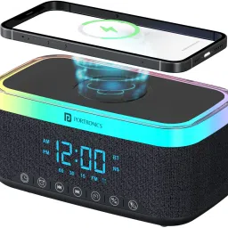 Portronics Trifusion 16W HD Sound Bluetooth Speaker,15W Wireless Charging,Digital Clock 16 W Bluetooth Speaker-23