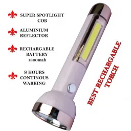 jy-super Super Bright LED COB Light with 2 mode Action with 8hrs Continuous Working Power (1800mAh) Aluminium Reflector with Micro Halogeno Technology 1+2W Runtime : 8hrs Torch Torch image 4