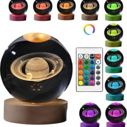 3D Night Table Study Lamp With Wooden Base & USB Cable Switch, Party Decoration Night Lamp-1