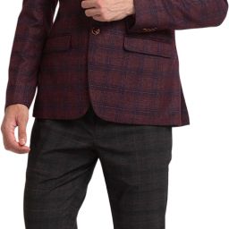 Men Checkered Bandhgala Formal Blazer-image-41