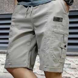 Solid Men Grey Cargo Shorts-27