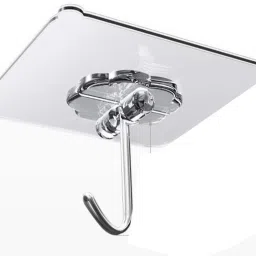 Pack of 10 Self Adhesive Hooks,Multi Purpose sticky hook/Towel Holder PinX10.863 Chrome, Clear Towel Holder-image-75