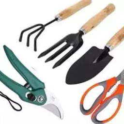 Garden Tool Set Big Trowel, Hand Fork, Hand Rake, Pruner/Cutter & Scissor Garden Tool Kit-0