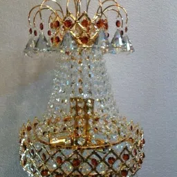 Red Golden Color Crystal 300mm Jhumar Hanging Light Flush Mount Ceiling Light Chandelier Ceiling Lamp-image-23