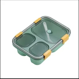 Leak Proof 3 Compartment Tiffin for Adult Kids lunch box - GREEN (750 ml) 3 Containers Lunch Box-8