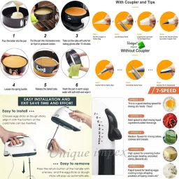 unique impex 3 Pcs Cake Moulds (Heart/Round/Square) + Cake Turn Table Stand + 12 Piece Cake Decorating Set With 25 Pcs disposable Piping Bag + 6 Pcs Measuring Cups + Silicone Spatula and Brush Set + 4 Pcs Scraper + Electric Hand biter + Stainless Steel Cake Cutting Knife and Server Set with Clear & transparent handle like Crystal + Cake Smoother + 3 Pcs Multi-Function Stainless Steel Cake Icing Spatula Knife Set (All Product Washable & Reusable) Kitchen Tool Set image 2