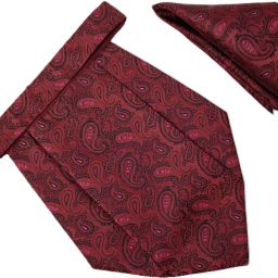 VOICI Men's Paisley Maroon & Red Color Pocket Square Cravat-image-47